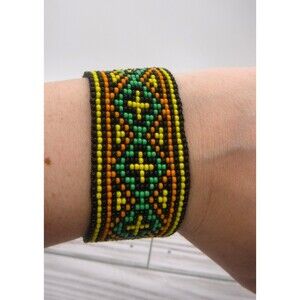Loom Beaded Bracelet Black, Yellow and Orange
